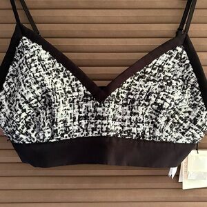 Sandro Black and White Textured Bralette